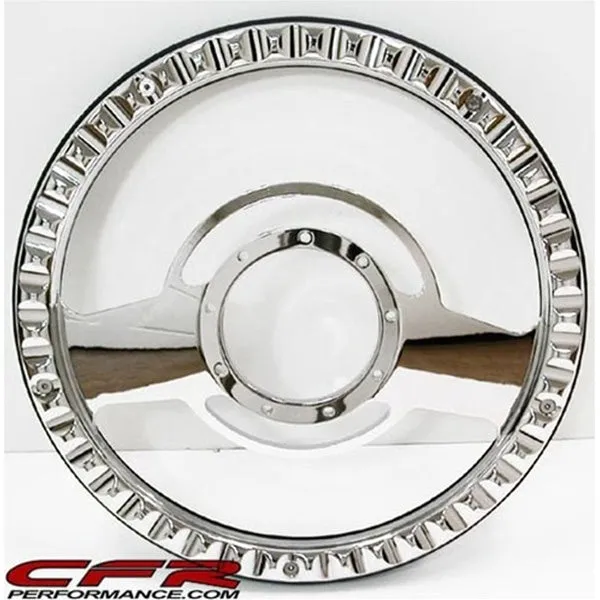 14" CHROME BILLET ALUMINUM STEERING WHEEL W- HALF WRAP - 9 HOLE