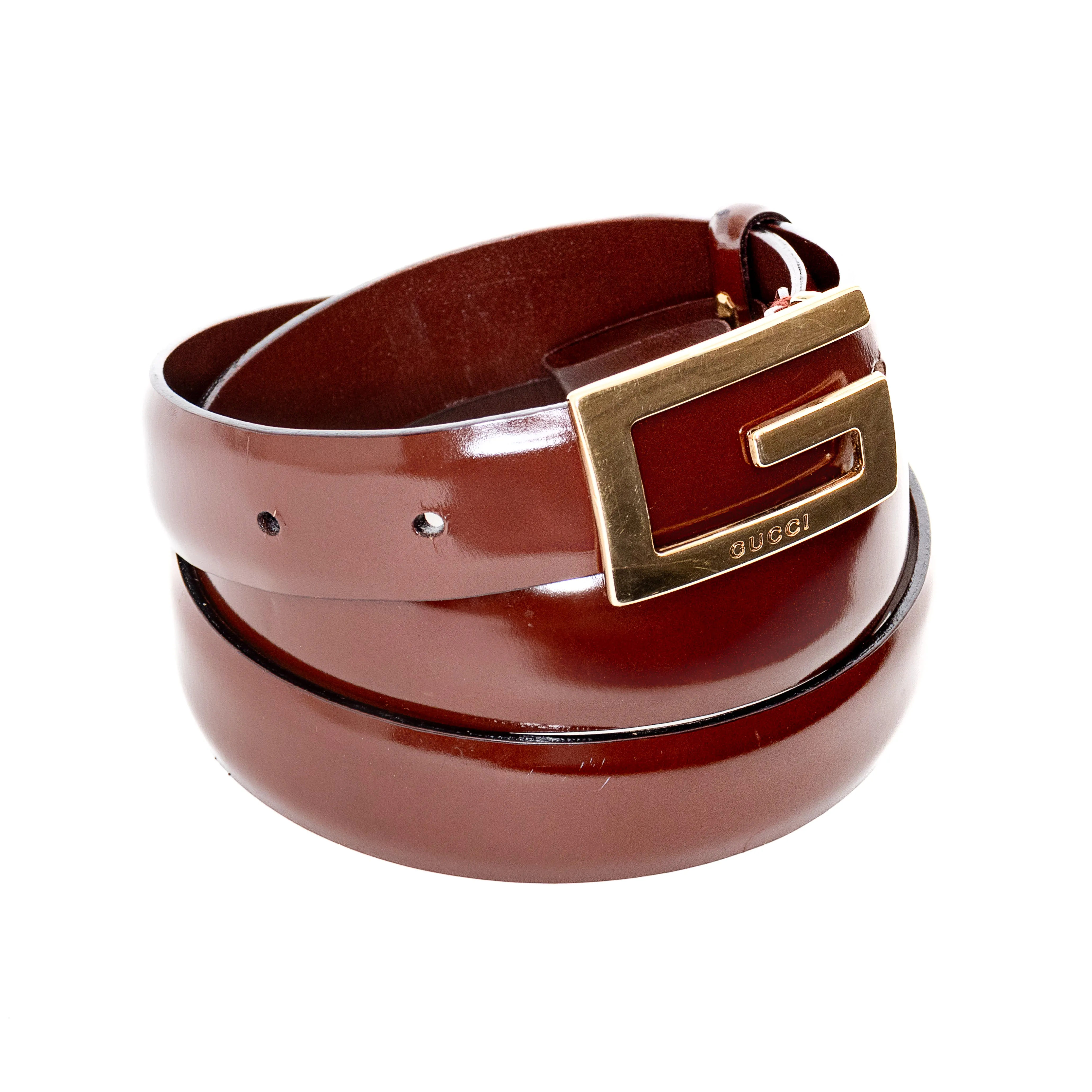 1990s Brown and Gold-Tone G Buckle Belt