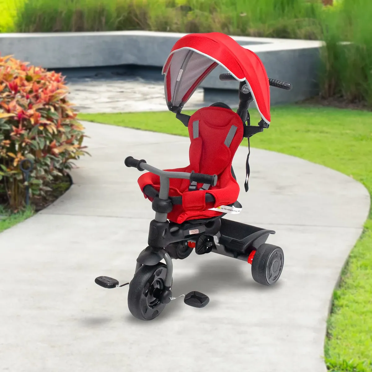 3-stage Kids Trike With Canopy - Red | Veebee Explorer