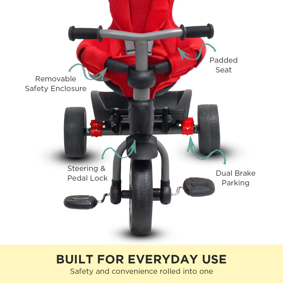 3-stage Kids Trike With Canopy - Red | Veebee Explorer