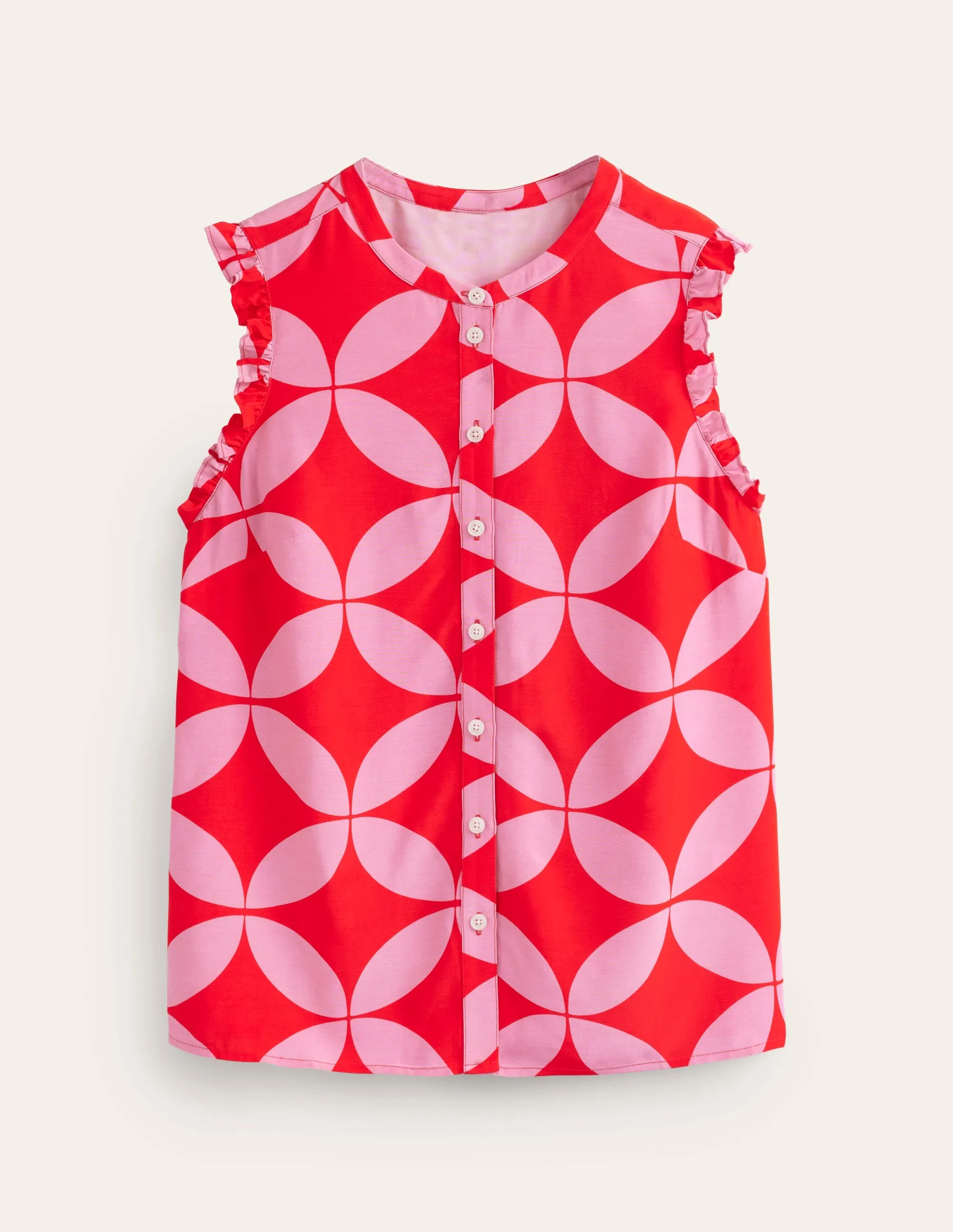 Alicia Button Down Top-Flame Scarlet, Diamond Terrace