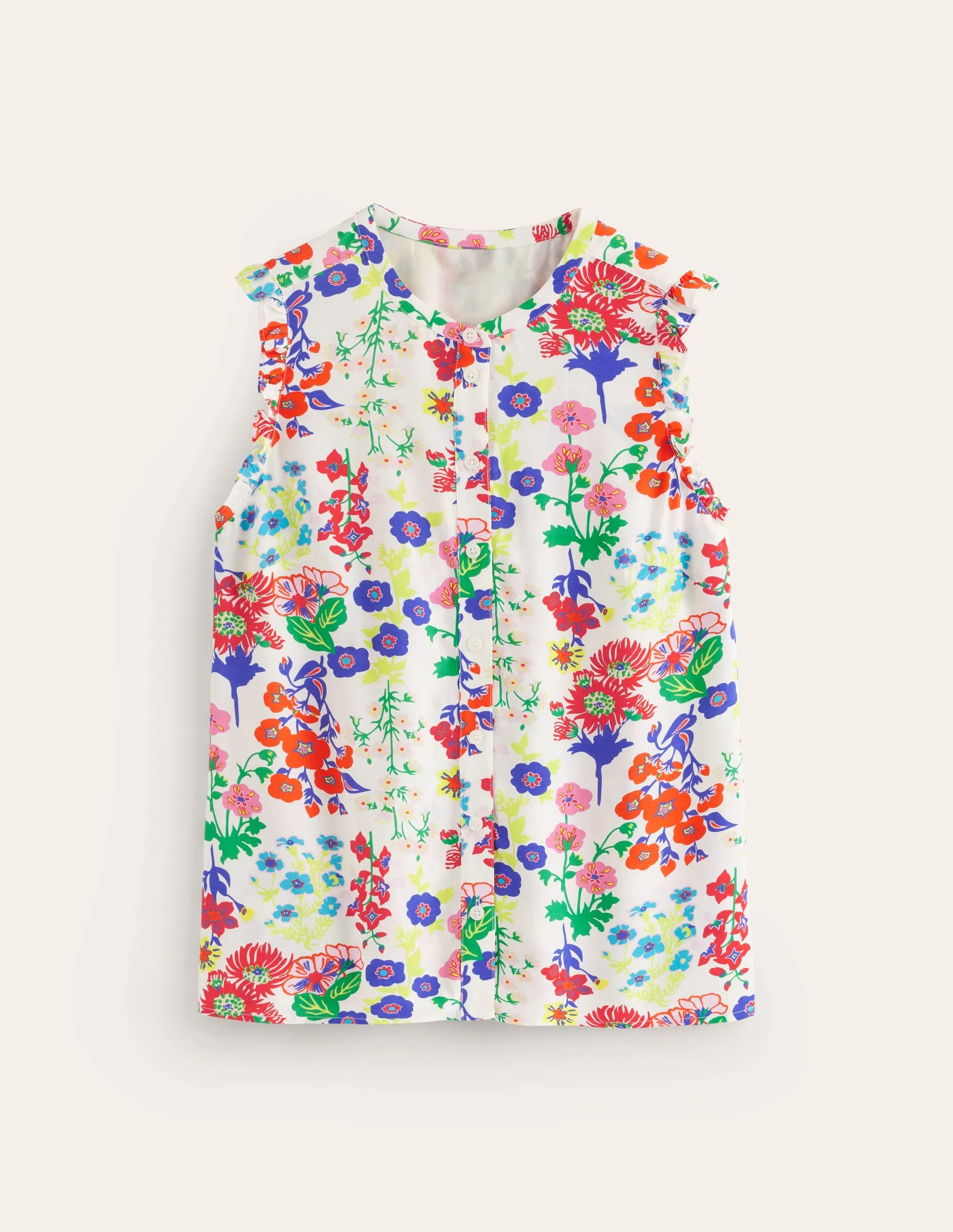 Alicia Button Down Top-Multi, Wildflower Cluster