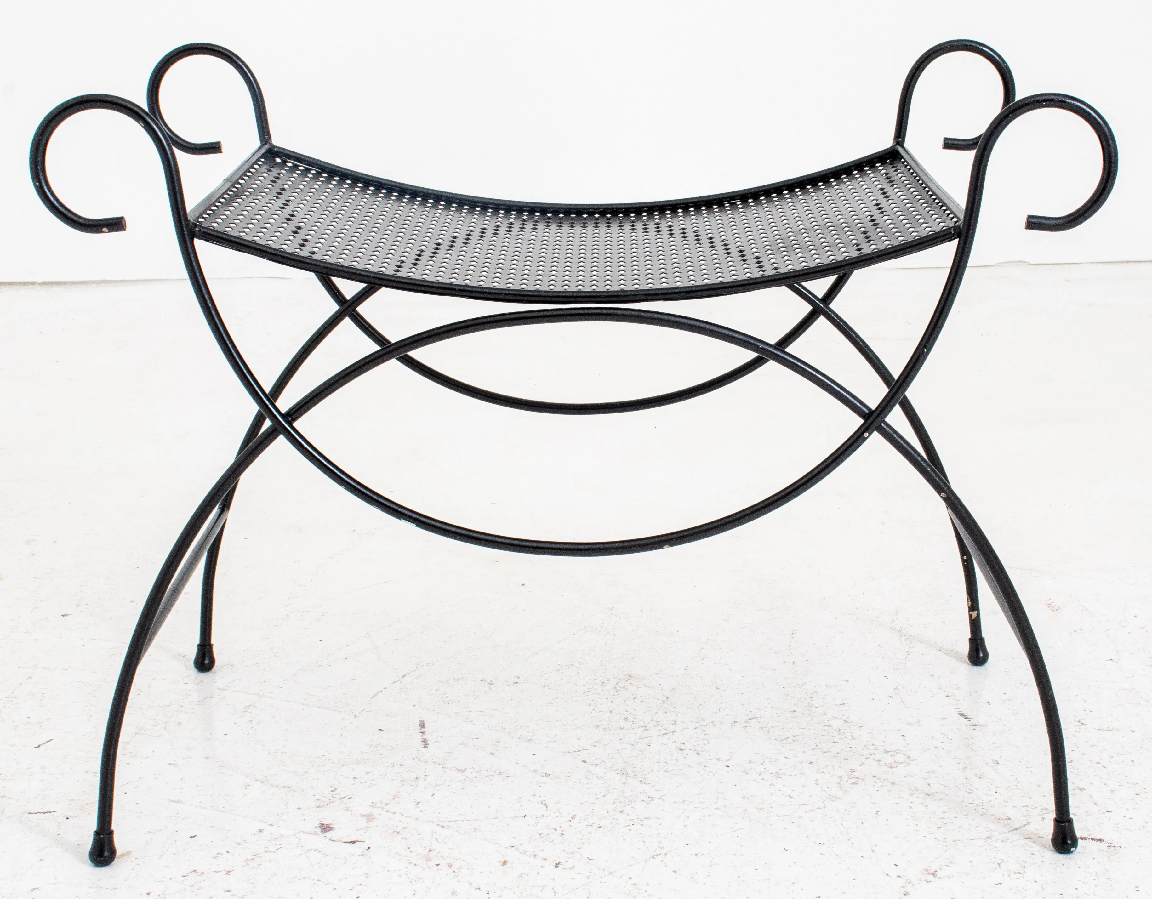 Black Painted Metal Bench