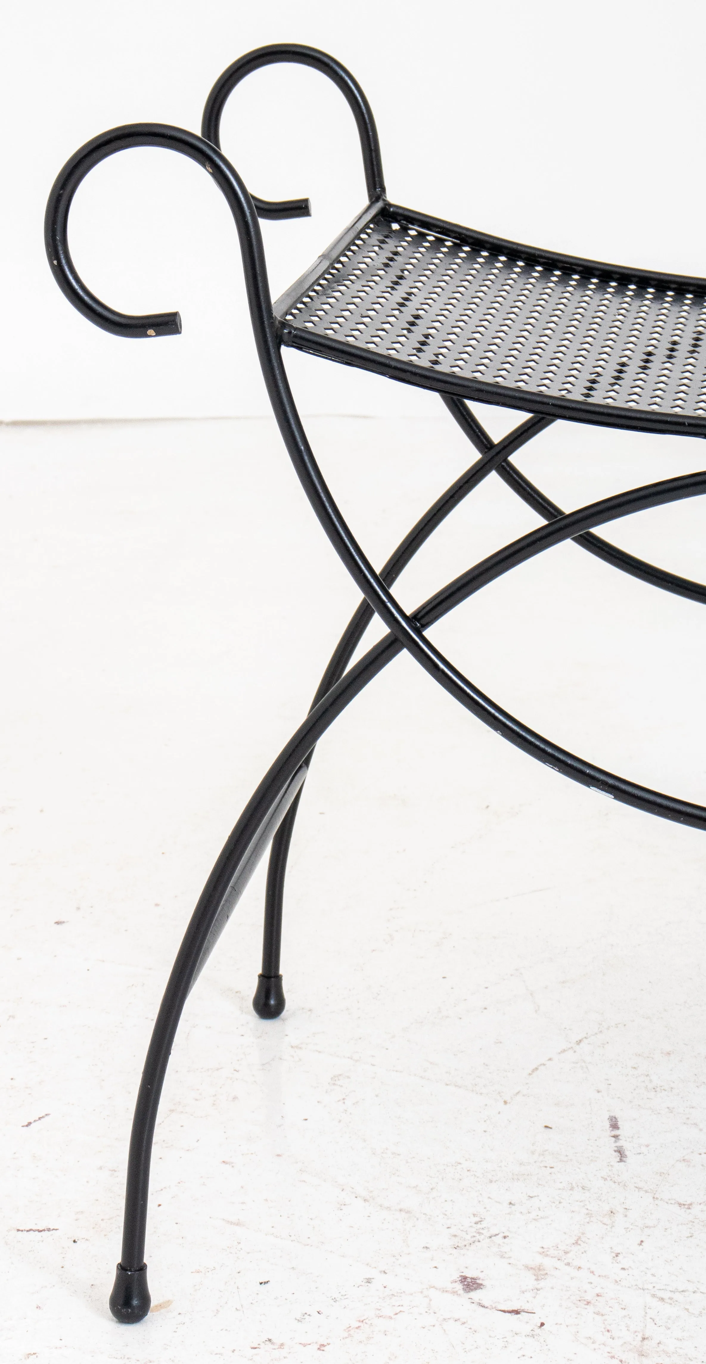 Black Painted Metal Bench