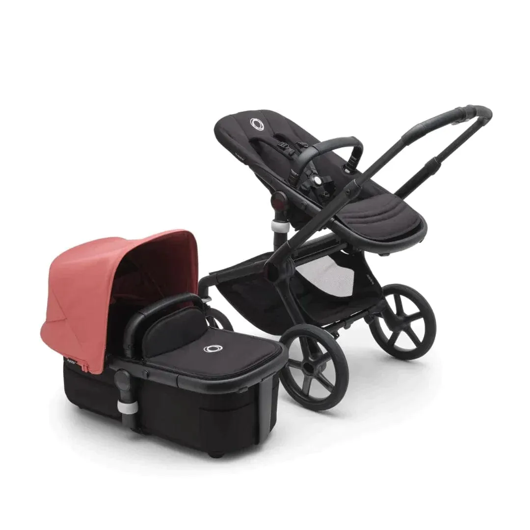 Bugaboo Fox 5, Pebble 360 PRO Ultimate Travel System - Black/Midnight Black/Sunrise Red