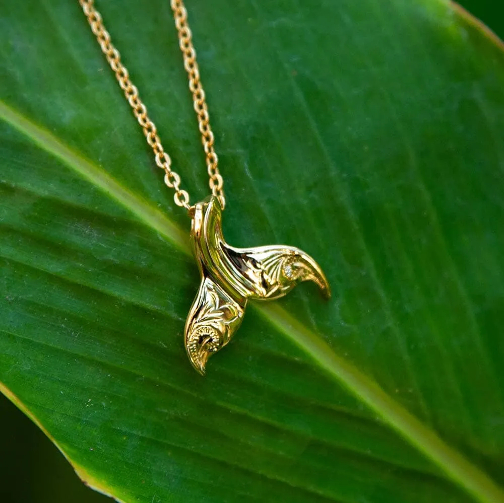 Engraved Whale Tail Pendant
