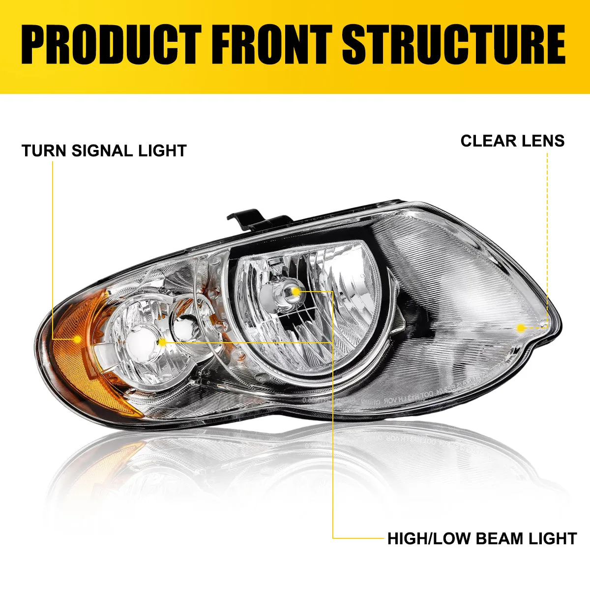 Headlights Assembly For 2005-2007 Chrysler Town & Country Van 4-Door With Long Wheel Base Models