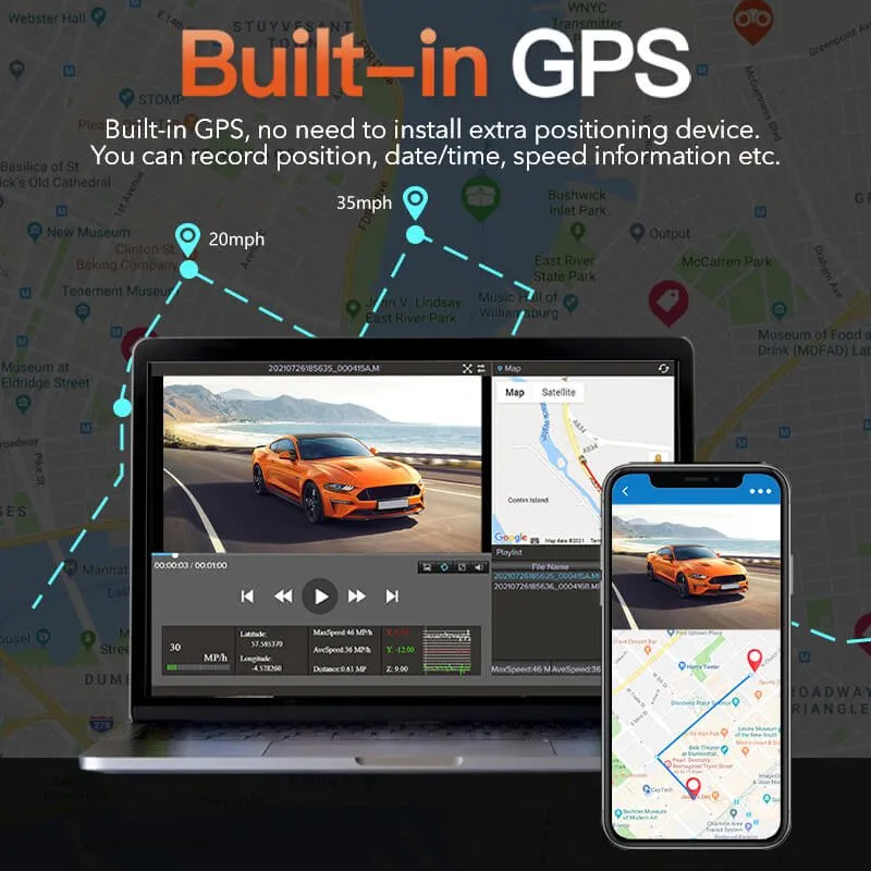 i07 | 3 Channel 2.5K 1080P 1080P Dashboard Recorder Built-in GPS WiFi
