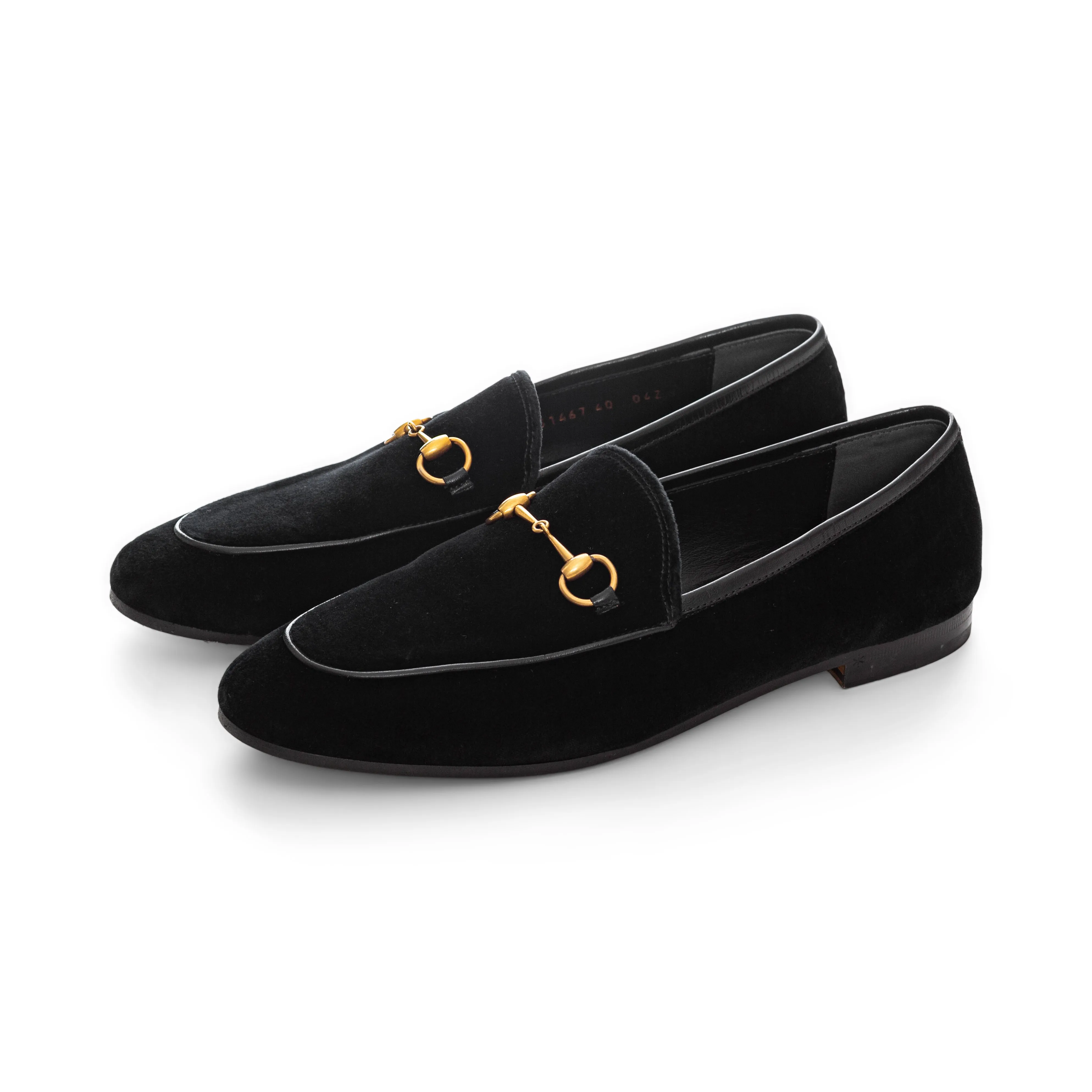 Jordaan Black Velvet Horsebit Loafers 40