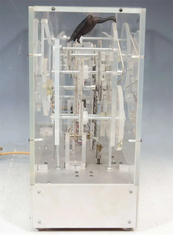 Machine Age Modernist Lucite Kinetic Sculpture with Moving Gears