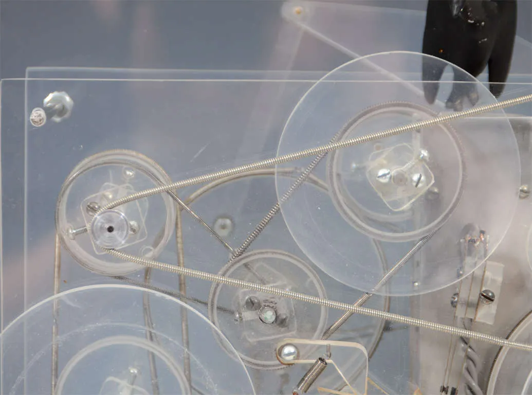 Machine Age Modernist Lucite Kinetic Sculpture with Moving Gears