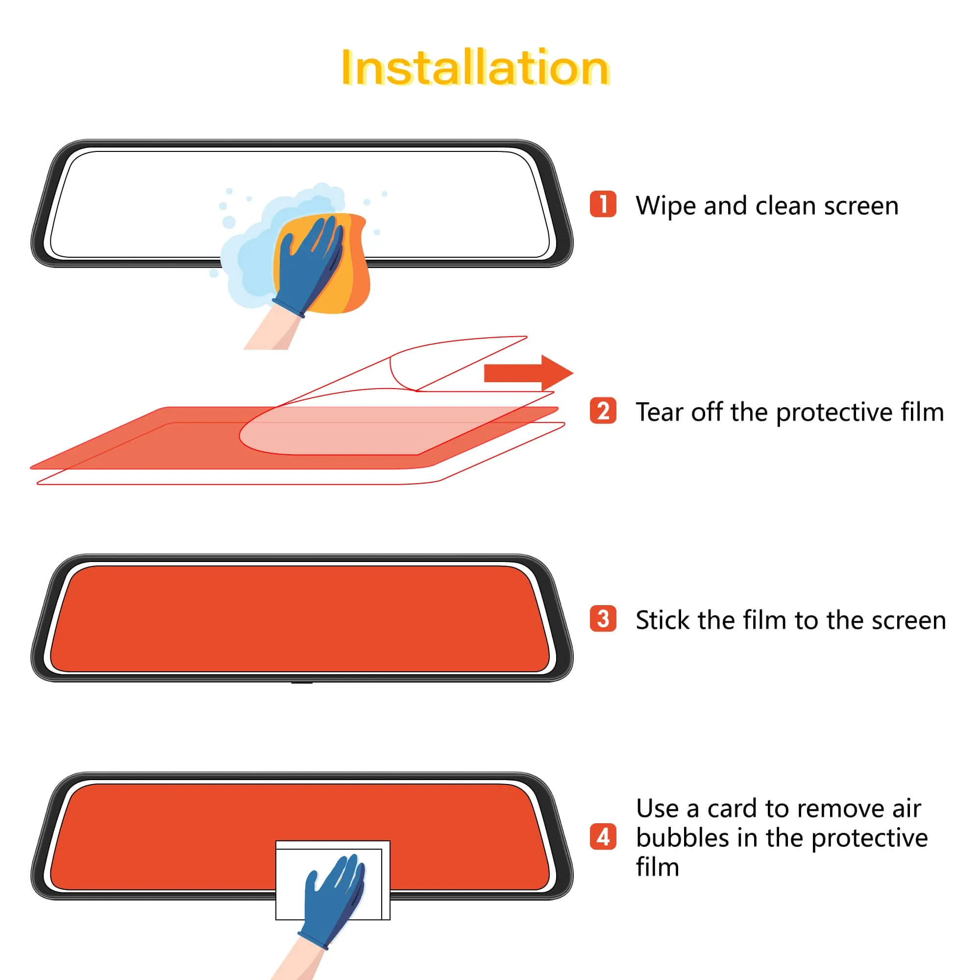 WOLFBOX 12inch Anti-Glare Film for Rear View Mirror Camera